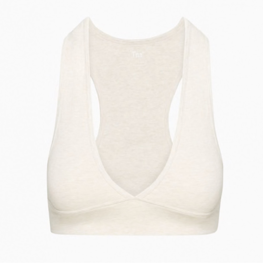 TNA V-Neck Crop Tank Top Heather Light Oatmeal Colour